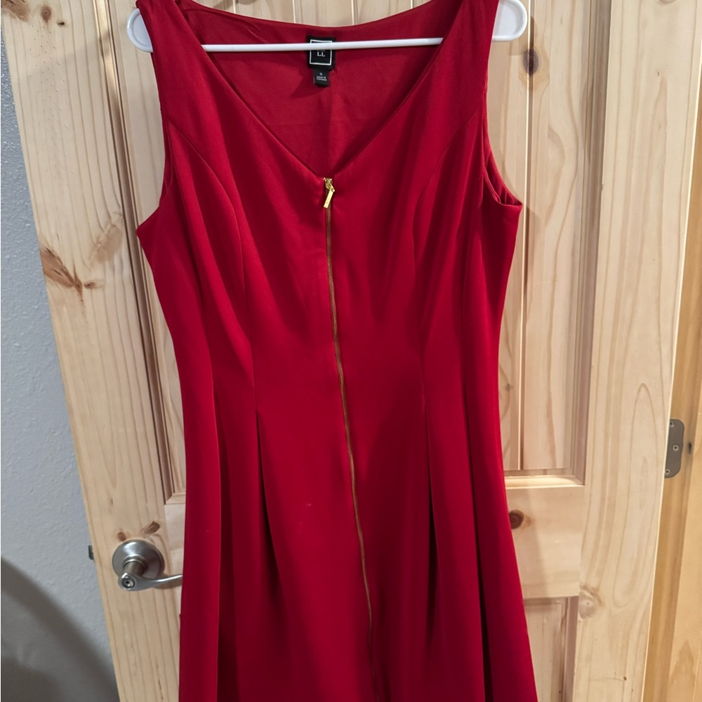 Calvin Klein Red Midi Dress with Gold Zipper